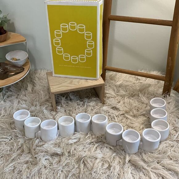 Scandinavian Ikea Varmeljushallare Interlocking Ceramic Tea Light Candle Holders - Picture 1 of 17